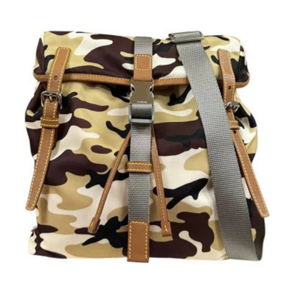 Prada camouflage shoulder bag brown